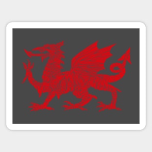 Geometric Welsh Dragon - Black Background Magnet